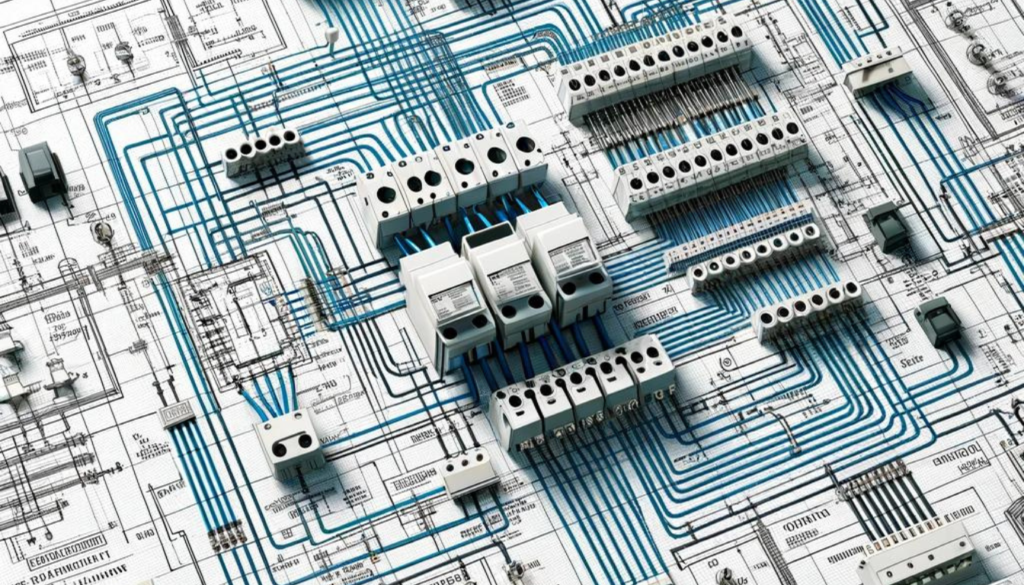 Um esquema elétrico bem planejado, mostrando a distribuição dos circuitos e componentes